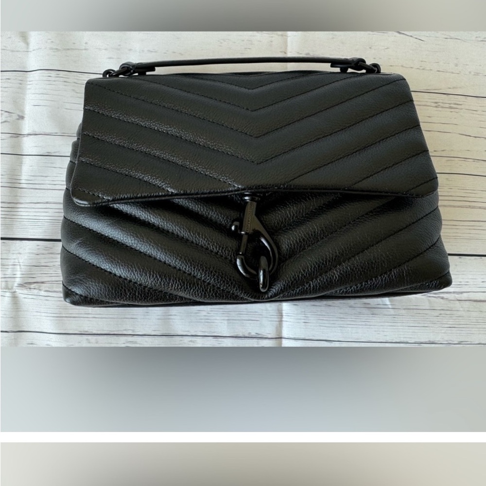 EUC - Rebecca Minkoff Edie Crossbody Leather Shoulder Bag - Black on black